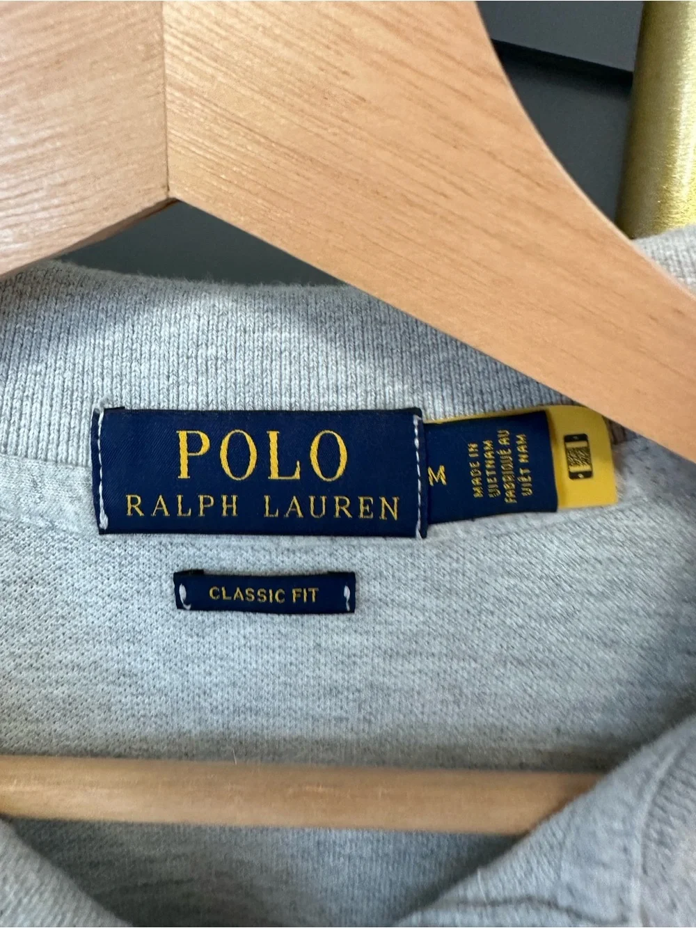 Ralph Lauren Men's Heather Gray Polo with Navy Pony Size M